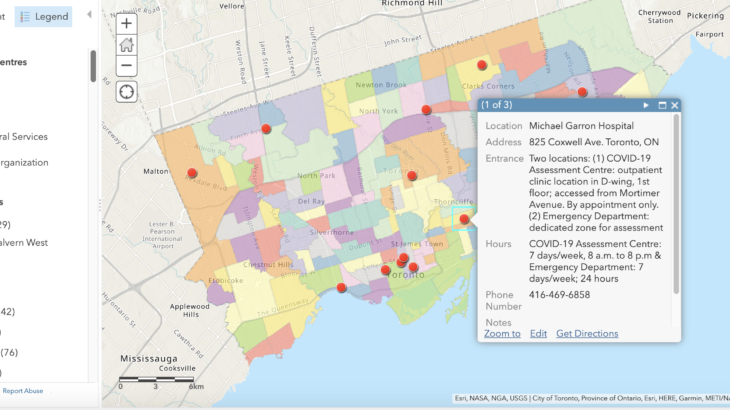 Map of resources in Toronto